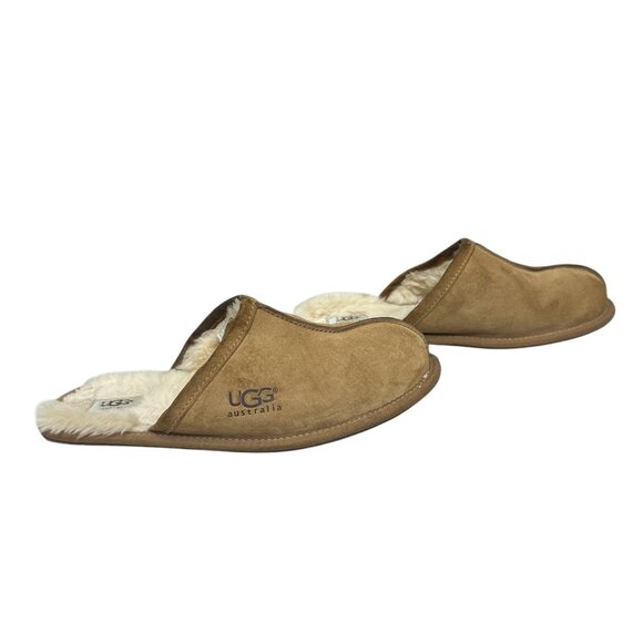 UGG Other - Ugg Australia Pearle Chestnut Brown Suede Sheepskin Men's Slippers Mules sz11